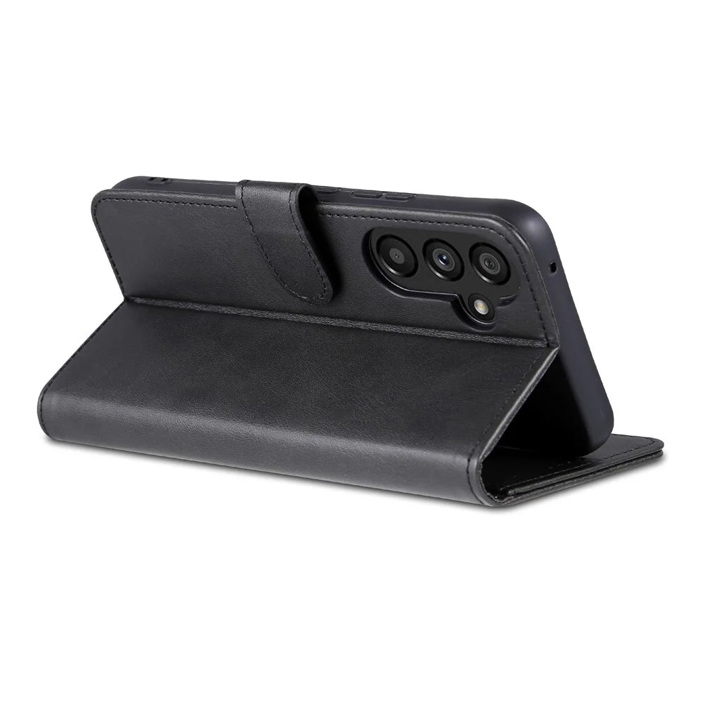 AZNS For Samsung Galaxy A54 5G Magnetic Clasp Phone Case PU Leather Wallet Cover Scratch-resistant Phone Shell with Stand - Black - 4