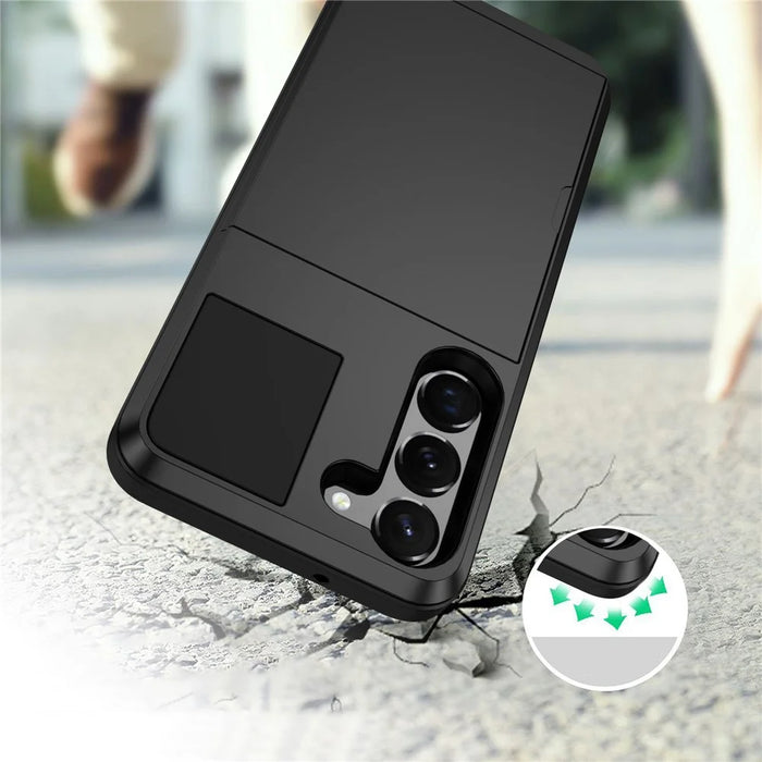 Cell Phone Case for Samsung Galaxy S23, Sliding Card Holder PC + TPU Anti-drop Cover - Black - 5