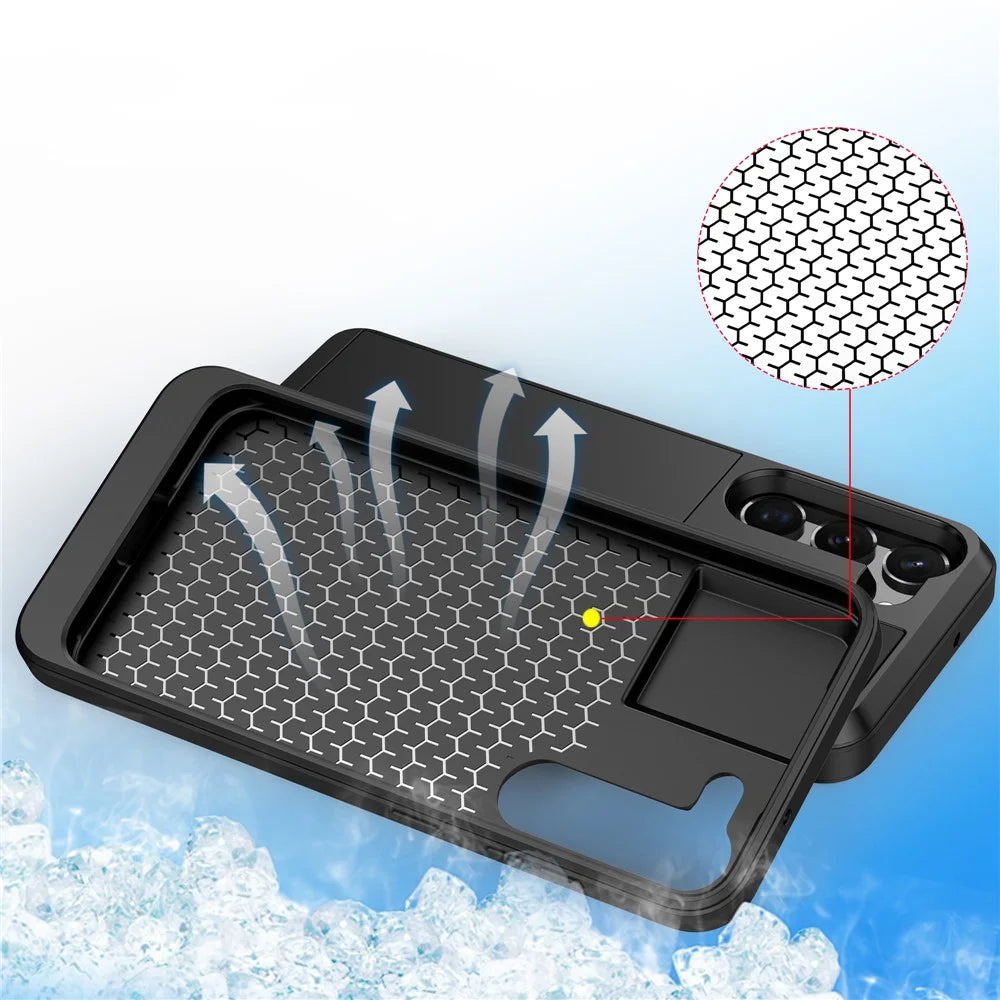 Sliding Card Slot Phone Cover for Samsung Galaxy S23+, PC + TPU Anti-scratch Hybrid Case - Black - 7