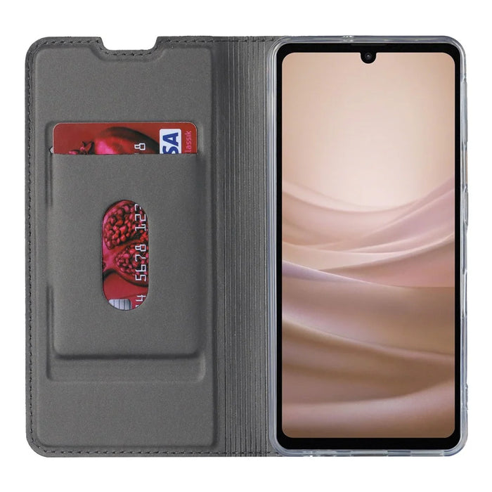Shockproof Phone Cover For Sharp Aquos Sense 7, PU Leather Phone Case with Stand Card Holder - Black - 2