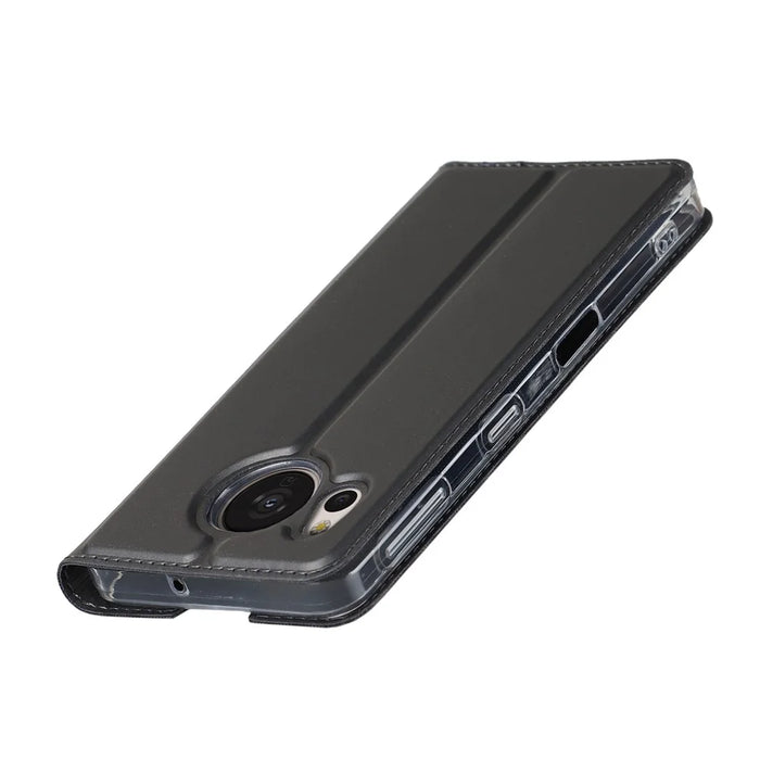 Shockproof Phone Cover For Sharp Aquos Sense 7, PU Leather Phone Case with Stand Card Holder - Black - 5