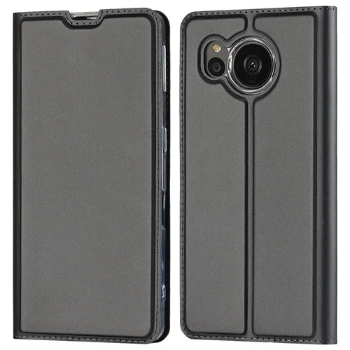 For Sharp Aquos Sense 7 Plus PU Leather Cell Phone Cover Magnetic Anti-drop Phone Case Stand Card Holder - Black - 1