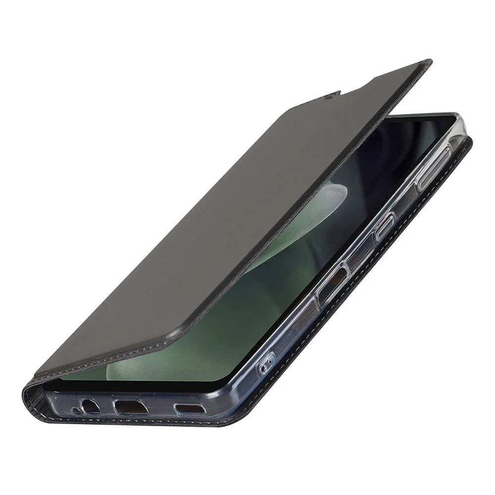 For Sharp Aquos Sense 7 Plus PU Leather Cell Phone Cover Magnetic Anti-drop Phone Case Stand Card Holder - Black - 6