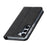For Samsung Galaxy S23 Shockproof Phone Case PU Leather Silk Texture Phone Cover Wallet Stand with Wrist Strap - Black - 6
