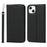 Drop-proof Phone Case for iPhone 14, Genuine Leather Litchi Texture Cell Phone Cover Wallet Stand  - Black - 1