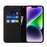 Drop-proof Phone Case for iPhone 14, Genuine Leather Litchi Texture Cell Phone Cover Wallet Stand  - Black - 2