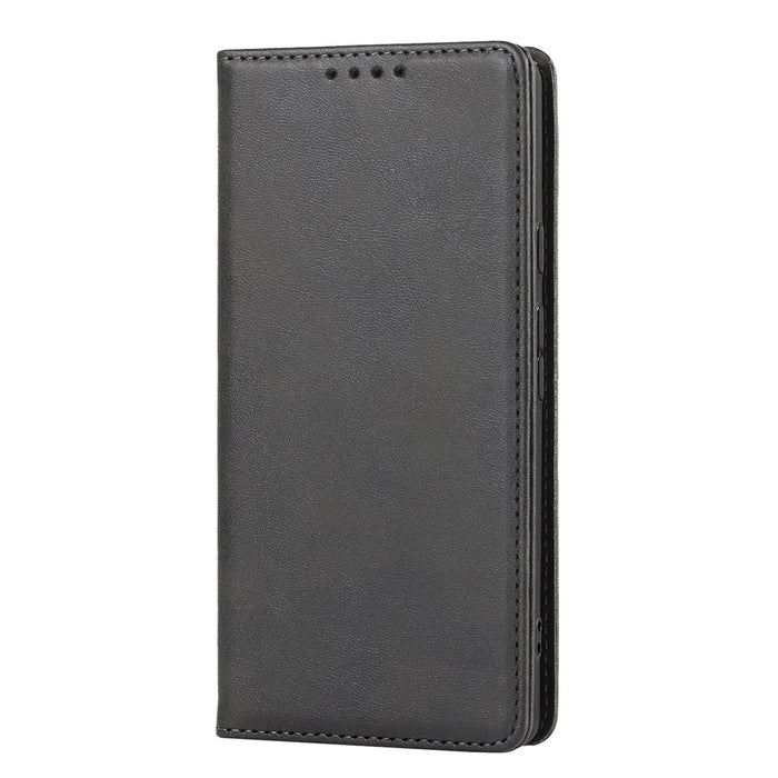 For Google Pixel 7a Anti-drop Phone Cover Calf Texture PU Leather Protective Phone Case with Stand Wallet - Black - 7