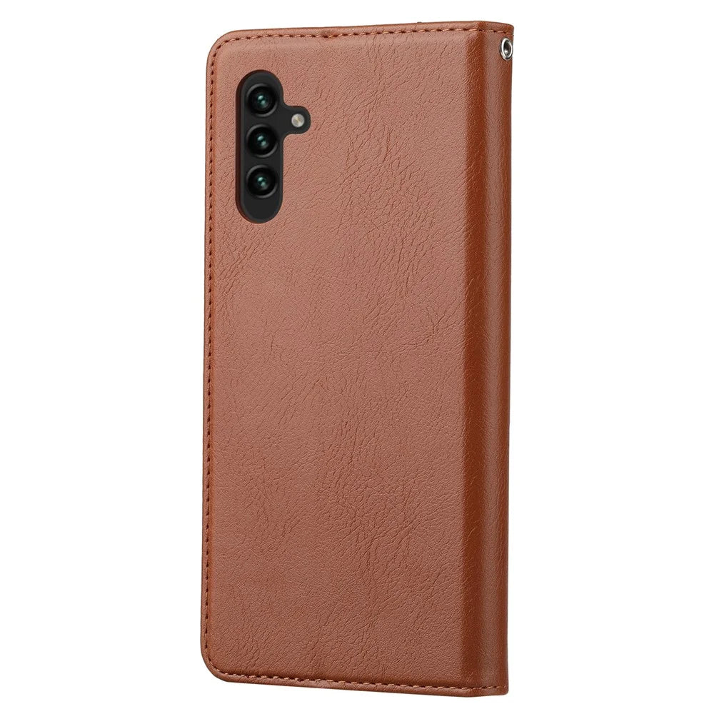 PU Leather Case for Samsung Galaxy A54 5G, Outer Card Slot Magnetic Wallet Stand Phone Cover - Brown - 6