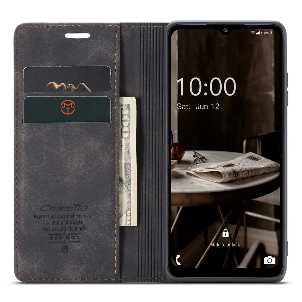 CASEME 013 Series Phone Cover For Samsung Galaxy A14 5G / A14 4G Stand Wallet PU Leather Phone Case - Black - 2