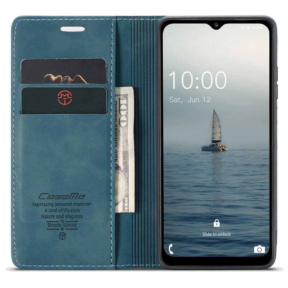 CASEME 013 Series for Samsung Galaxy A34 5G Phone Case PU Leather Wallet Stand Case Protective Cover - Blue - 2