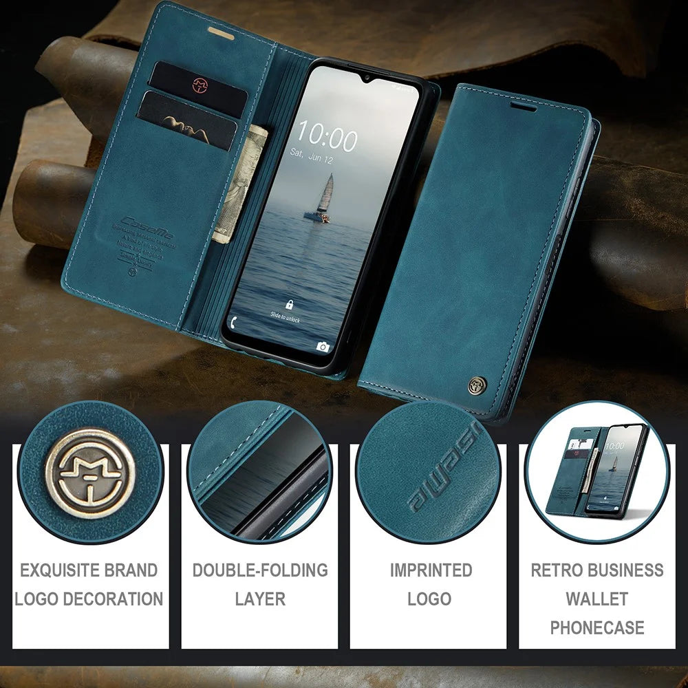 CASEME 013 Series for Samsung Galaxy A34 5G Phone Case PU Leather Wallet Stand Case Protective Cover - Blue - 4