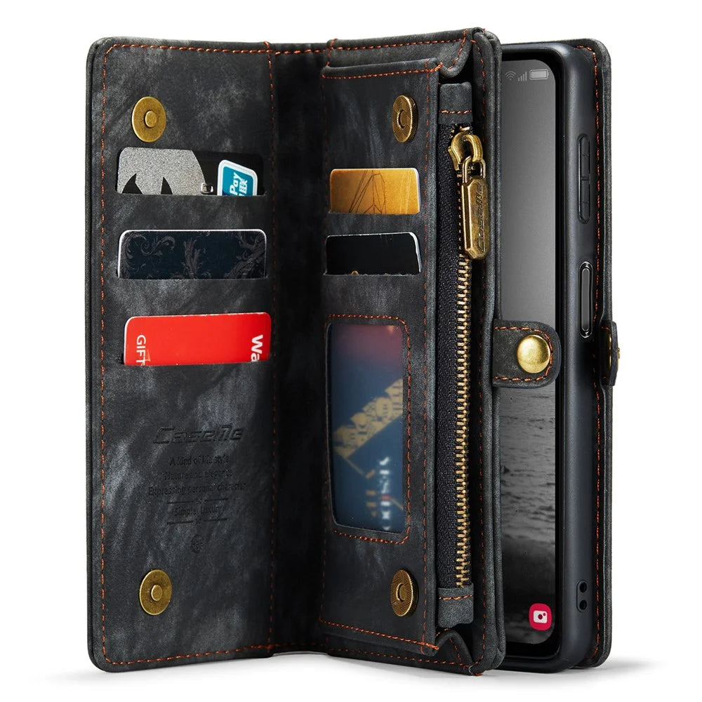 CASEME 008 Series for Samsung Galaxy A54 5G PU Leather Zipper Pocket Case Detachable Phone Stand Wallet Cover - Black - 4