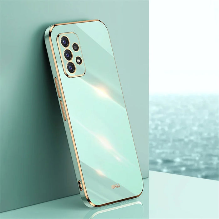 XINLI Phone Case For Samsung Galaxy A32 4G (EU Version) Electroplating Shockproof TPU Mobile Phone Back Cover - Cyan - 2