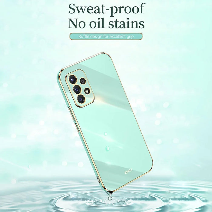 XINLI Phone Case For Samsung Galaxy A32 4G (EU Version) Electroplating Shockproof TPU Mobile Phone Back Cover - Cyan - 4
