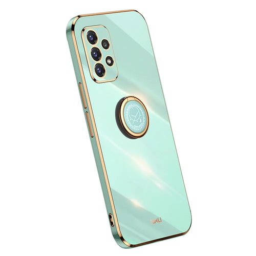 XINLI Slim Phone Case Kickstand For Samsung Galaxy A32 4G (EU Version), Electroplating Anti-fall Protective Phone Cover - Cyan - 1