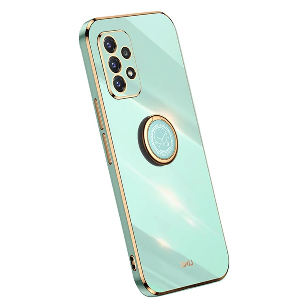 XINLI Slim Phone Case Kickstand For Samsung Galaxy A32 4G (EU Version), Electroplating Anti-fall Protective Phone Cover - Cyan - 1