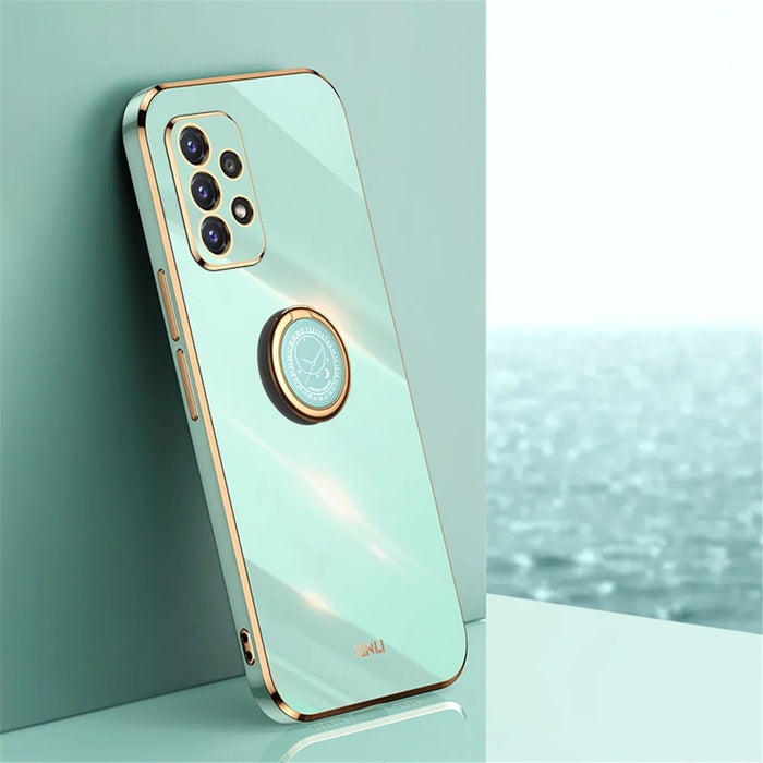 XINLI Slim Phone Case Kickstand For Samsung Galaxy A32 4G (EU Version), Electroplating Anti-fall Protective Phone Cover - Cyan - 2