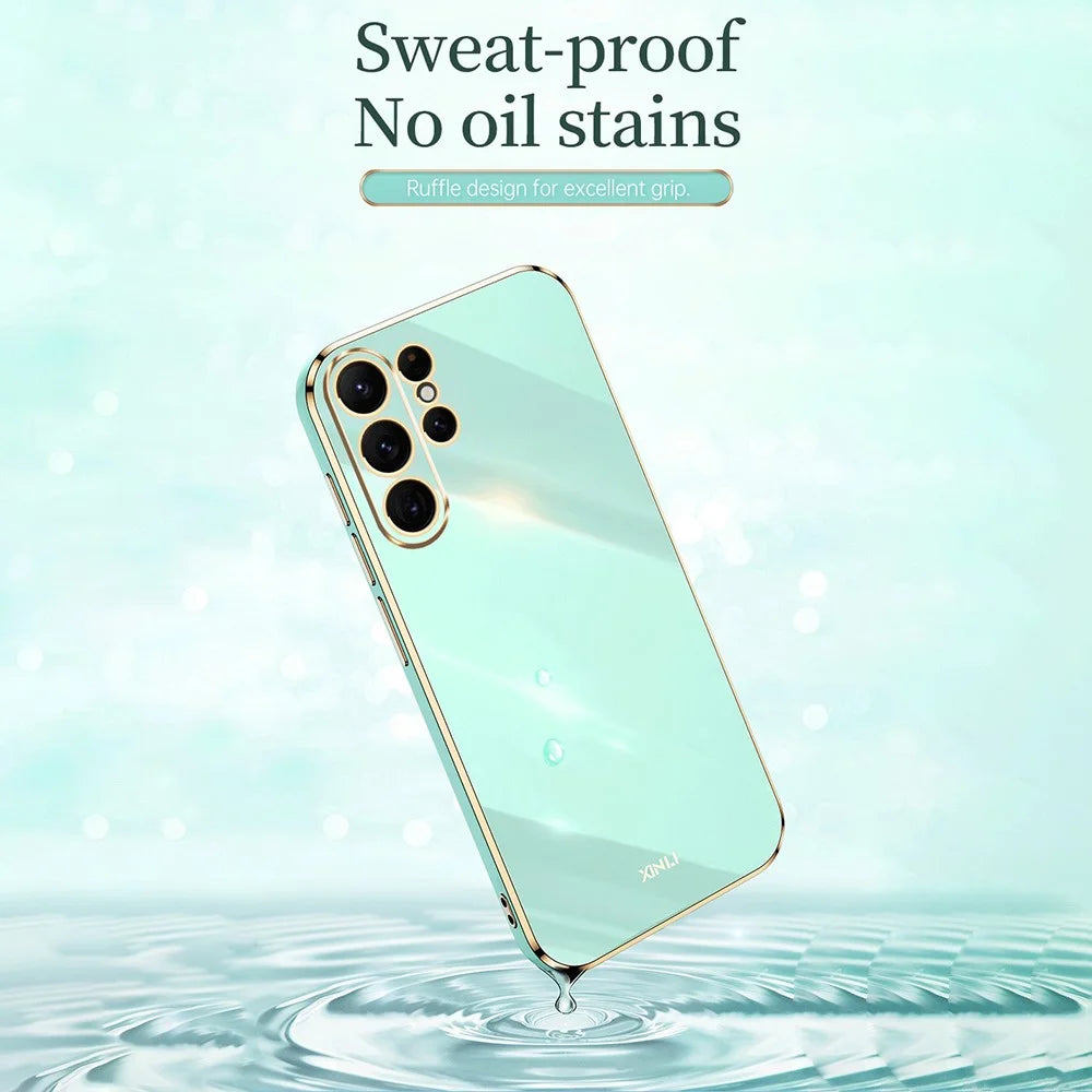 XINLI For Samsung Galaxy S23 Ultra Anti-fall Electroplating Phone Cover Soft TPU Protective Smartphone Case - Cyan - 4