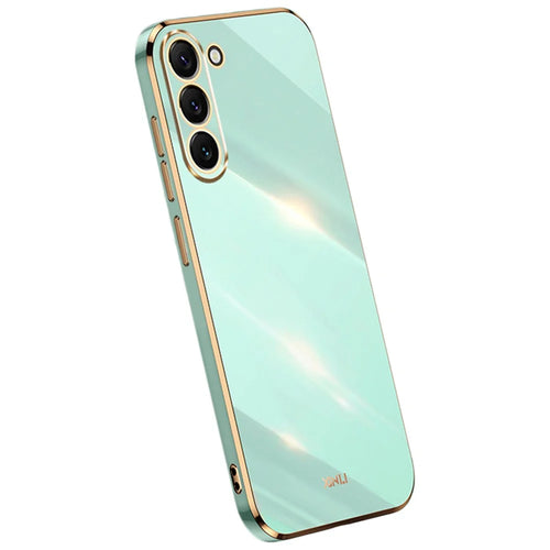XINLI Phone Case for Samsung Galaxy S23+, Electroplating Golden Edge Anti-fall TPU Protective Back Cover - Cyan - 1
