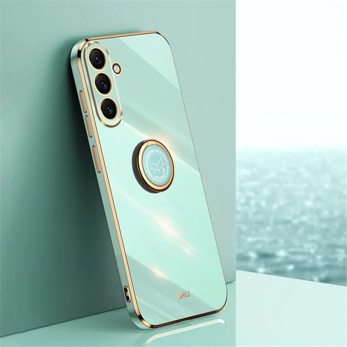 XINLI For Samsung Galaxy A54 5G Drop-proof Protective Phone Cover Electroplating Slim Mobile Phone Case Kickstand - Cyan - 2