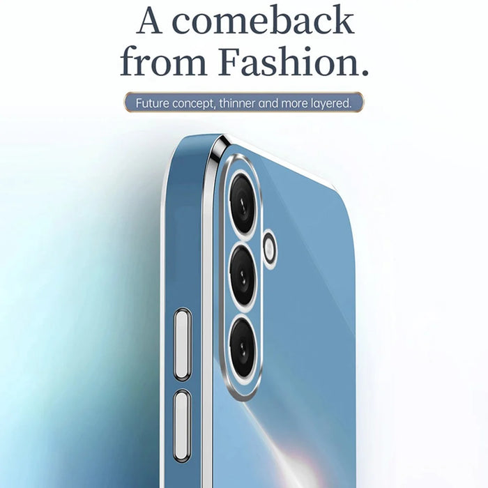 XINLI For Samsung Galaxy A54 5G Drop-proof Protective Phone Cover Electroplating Slim Mobile Phone Case Kickstand - Cyan - 5
