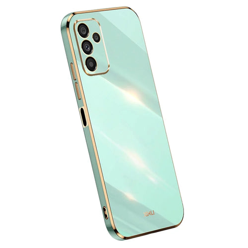 XINLI Anti-drop Phone Case For Samsung Galaxy A14 5G / A14 4G Electroplating Golden Edge TPU Mobile Phone Cover - Cyan - 1