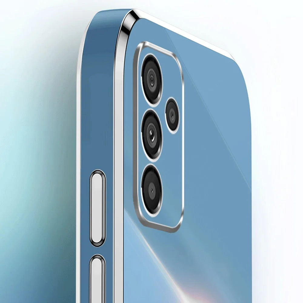 XINLI Anti-drop Phone Case For Samsung Galaxy A14 5G / A14 4G Electroplating Golden Edge TPU Mobile Phone Cover - Cyan - 5