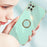 XINLI Back Shell for Samsung Galaxy A12, Electroplating Golden Edge Ring Kickstand Case Soft TPU Cover - Cyan - 4