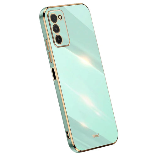 XINLI TPU Phone Cover for Samsung Galaxy A03s (164.2mm) Electroplating Anti-shock Mobile Phone Case - Cyan - 1