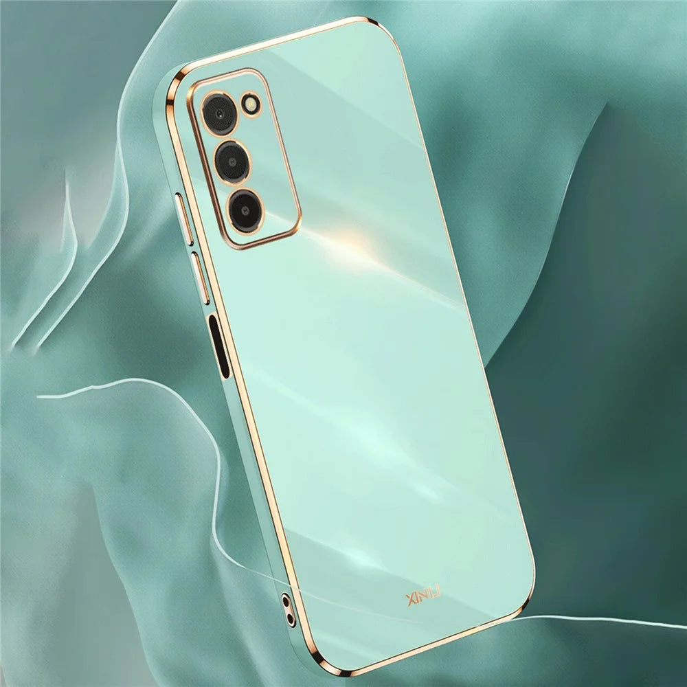 XINLI TPU Phone Cover for Samsung Galaxy A03s (164.2mm) Electroplating Anti-shock Mobile Phone Case - Cyan - 3