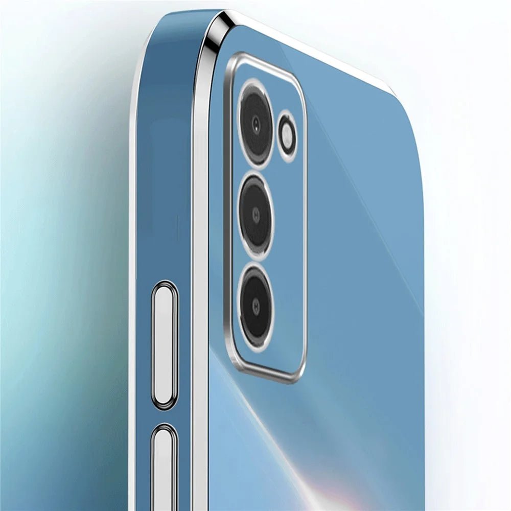 XINLI TPU Phone Cover for Samsung Galaxy A03s (164.2mm) Electroplating Anti-shock Mobile Phone Case - Cyan - 5