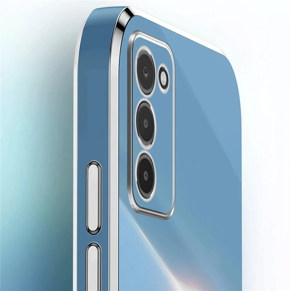 XINLI For Samsung Galaxy A03s (164.2mm) Anti-scratch Phone Cover Ring Kickstand Electroplating TPU Lightweight Phone Case - Cyan - 6