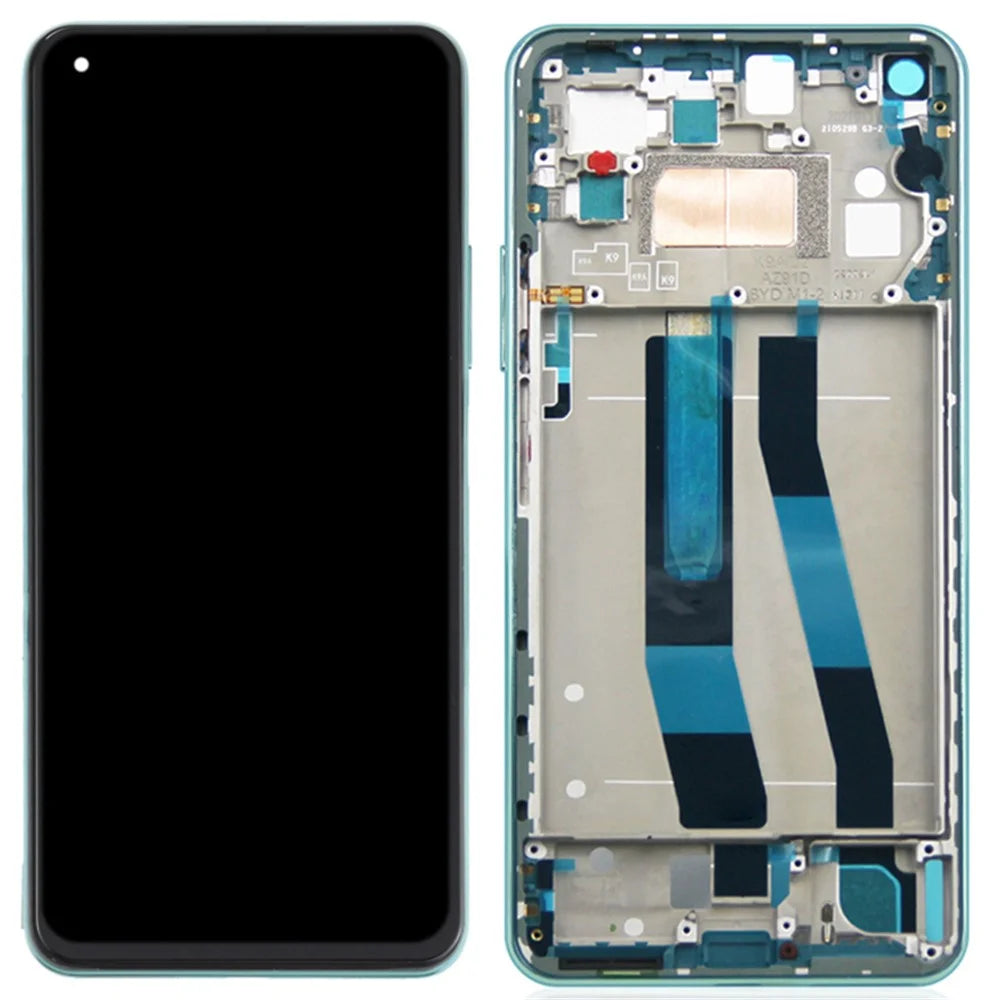 For Xiaomi 11 Lite 5G NE Grade S OEM AMOLED Screen and Digitizer Assembly + Frame Part (without Logo) - Green - 1