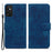 For Samsung Galaxy A34 5G PU Leather Folding Stand Wallet Case Imprinted Cat Phone Shell with Strap - Blue - 1