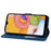 For Samsung Galaxy A34 5G PU Leather Folding Stand Wallet Case Imprinted Cat Phone Shell with Strap - Blue - 3