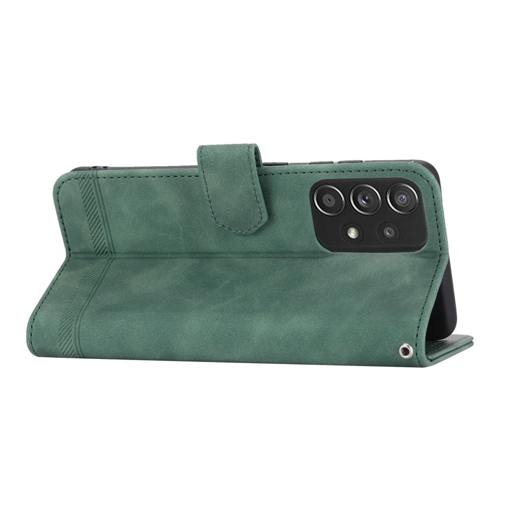 DIERFENG DF-03 PU Leather Wallet Phone Case for Samsung Galaxy A52 4G / 5G / A52s 5G, Flip Stand Lines Imprinted Phone Cover - Green - 2