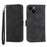 DIERFENG DF-03 Drop-proof Phone Case for iPhone 14, Lines Imprinted Leather Cell Phone Cover with Wallet Stand - Black - 1