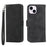 DIERFENG DF-03 for iPhone 14 Plus Full Protection Leather Phone Case Lines Imprinted Wallet Stand Anti-shock Phone Cover - Black - 1