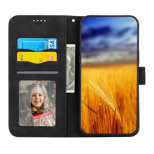 DIERFENG DF-03 Phone Case for iPhone 7 / 8 4.7 inch / SE (2020) / SE (2022), Lines Imprinted Leather Protective Phone Cover Wallet Stand - Black - 2