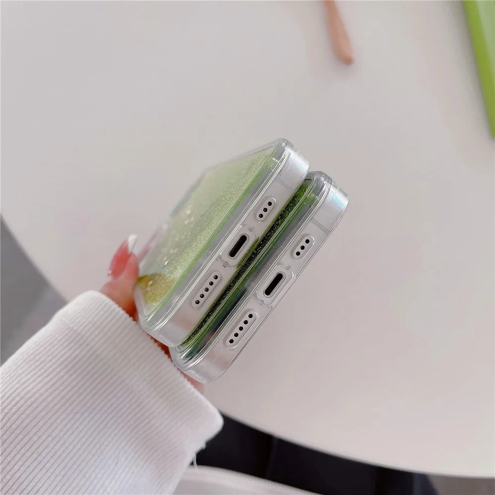 For iPhone 13 / 14 Fruit Liquid Quicksand PC+TPU Case Back Protector Phone Cover - Watermelon - 7