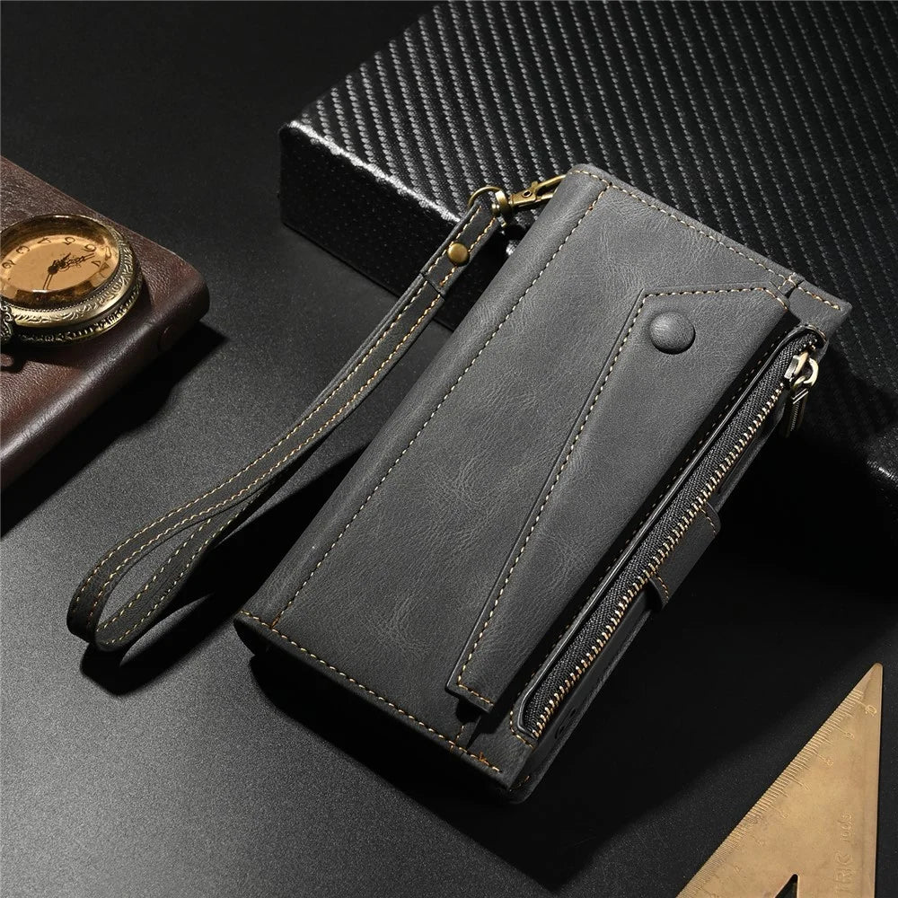 ESEBLE Star Series Leather Wallet Case for Samsung Galaxy A54 5G, Zipper Pocket Phone Stand Cover with Hand Strap - Black - 7