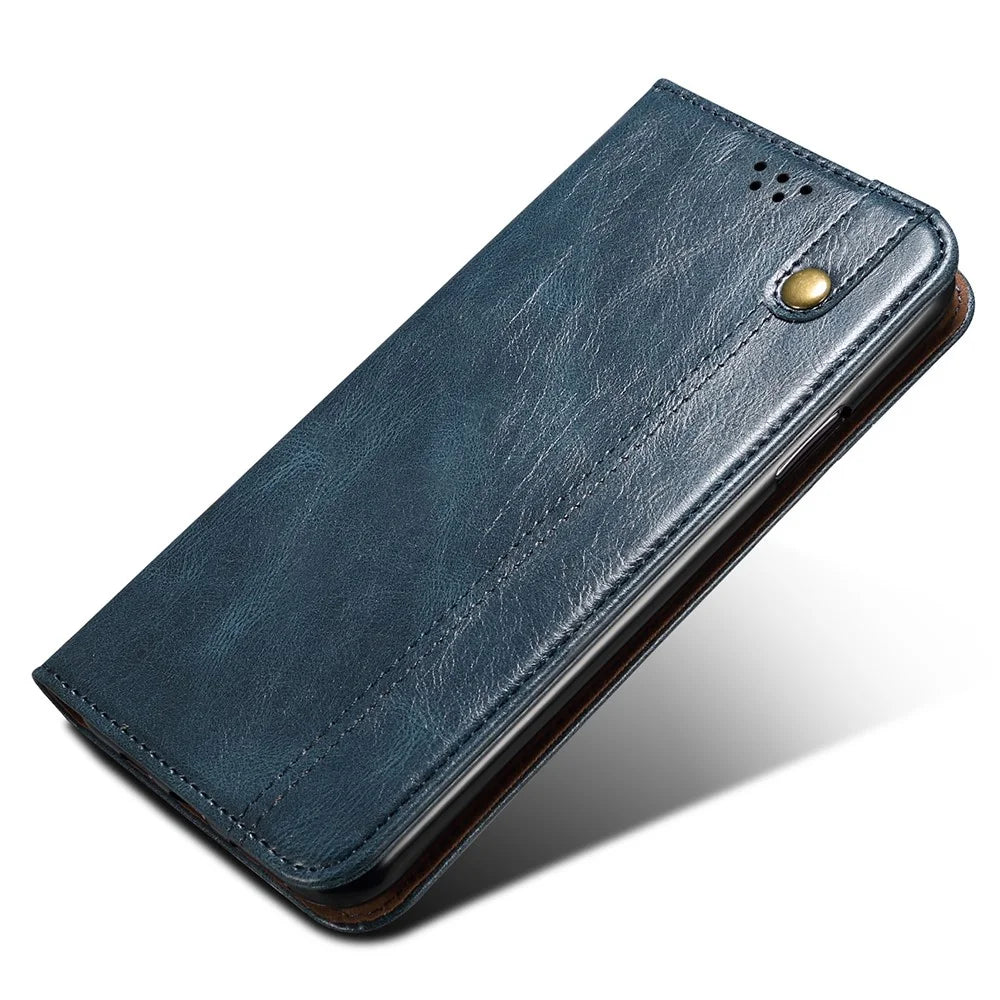 Phone Leather Case for OnePlus 11R 5G / Ace 2 5G , Waxy Crazy Horse Texture Stand Wallet Cell Phone Cover - Blue - 4