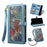 ESEBLE for Samsung Galaxy A54 5G RFID Blocking Phone Case Zipper Pocket Stand Leather Wallet Cover - Blue - 7
