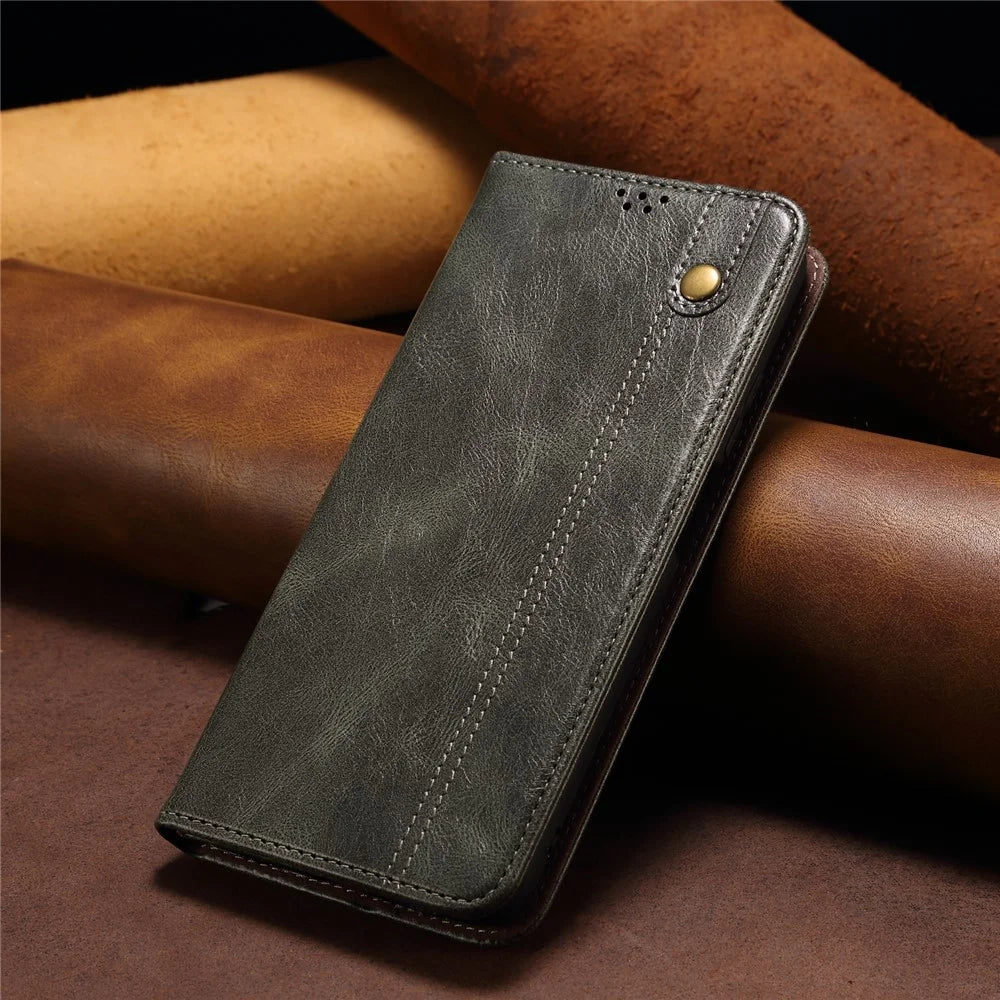 Phone Wallet Case for OnePlus Ace 2 5G / 11R 5G, Waxy Crazy Horse Texture PU Leather Phone Stand Cover - Green - 6