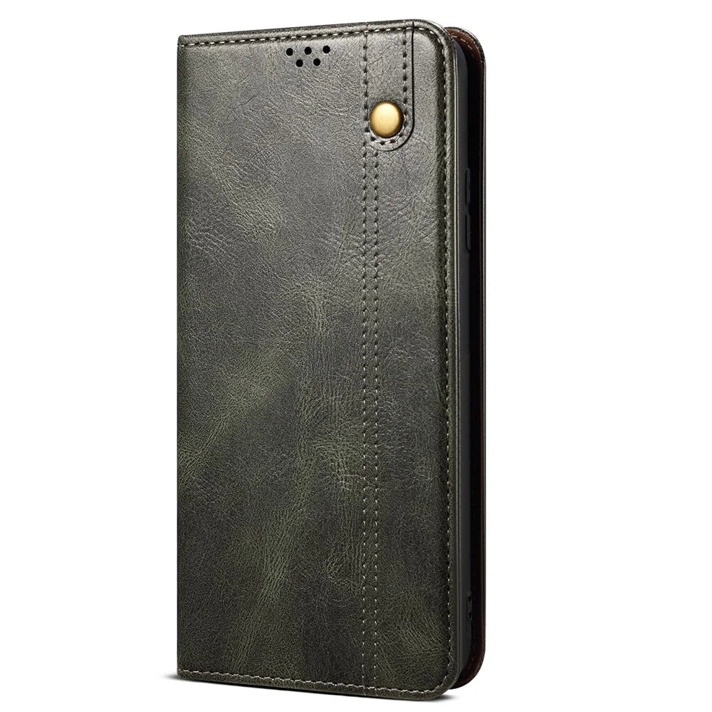 Phone Wallet Case for OnePlus Ace 2 5G / 11R 5G, Waxy Crazy Horse Texture PU Leather Phone Stand Cover - Green - 7