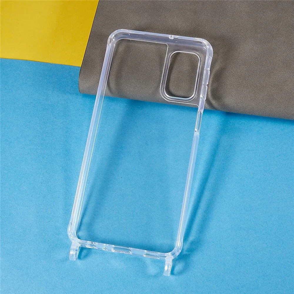 Phone Protector Case for Samsung Galaxy A13 4G / 5G, Clear TPU+Acrylic Back Cover with Lanyard - Black  /  Gold - 3