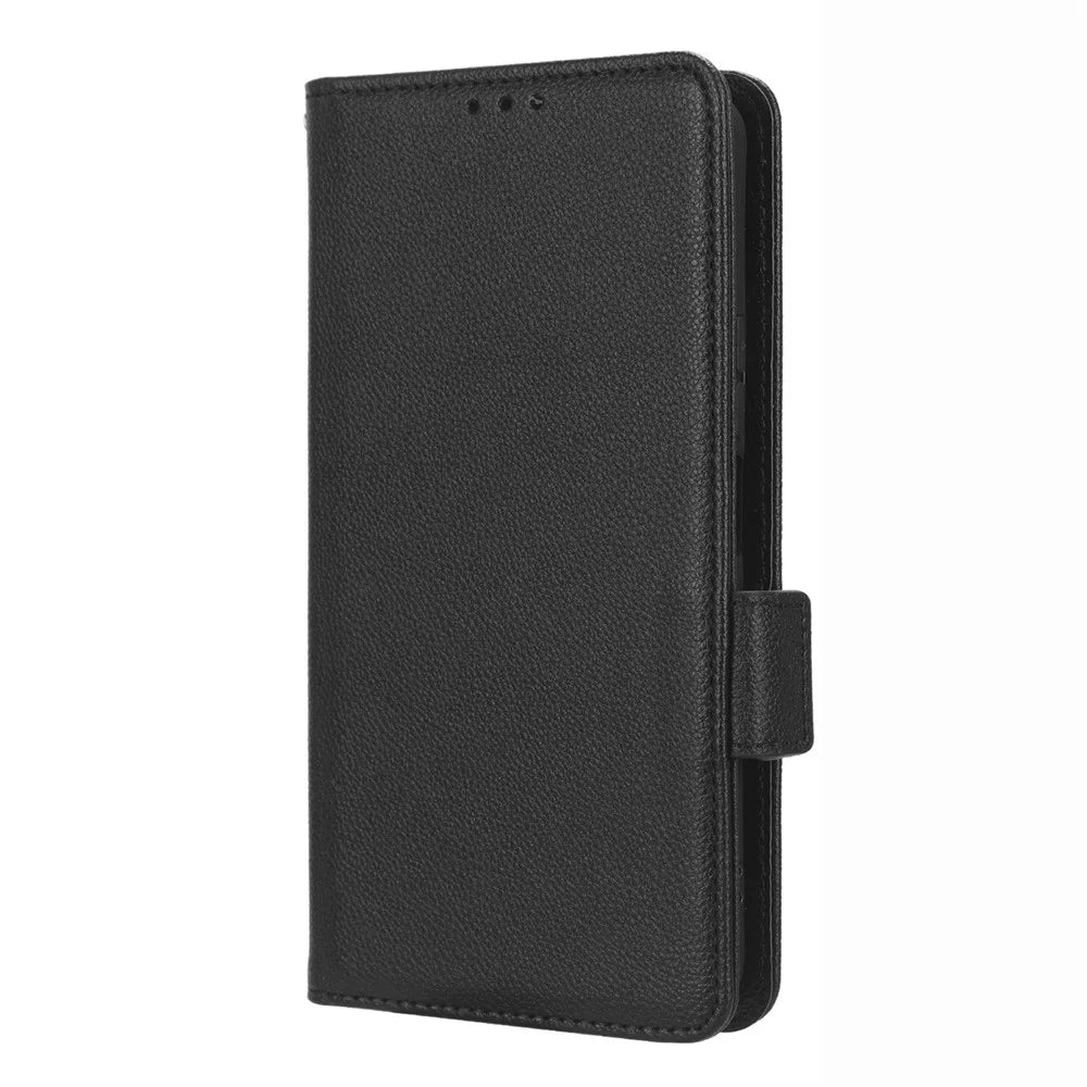Anti-fall Leather Phone Case for TCL 40 SE, Magnetic Litchi Texture Protective Cell Phone Cover with Wallet Stand - Black - 7
