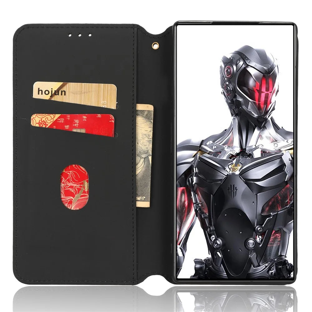 For ZTE nubia Red Magic 8 Pro+ 5G / Red Magic 8 Pro 5G Flip Wallet Phone Case Rhombus Pattern Imprinted Shockproof PU Leather Stand Cover - Black - 2