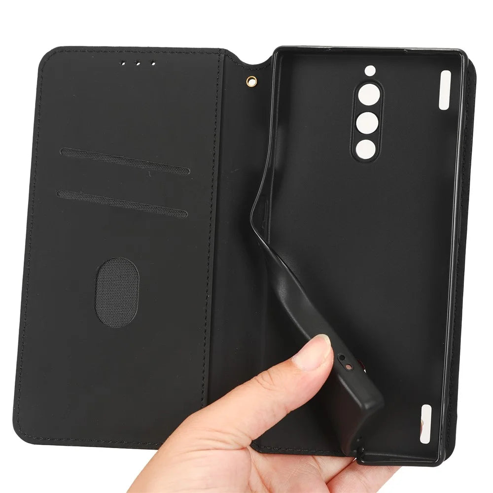 For ZTE nubia Red Magic 8 Pro+ 5G / Red Magic 8 Pro 5G Flip Wallet Phone Case Rhombus Pattern Imprinted Shockproof PU Leather Stand Cover - Black - 5