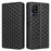For TCL 40 SE Leather Flip Wallet Phone Cover Rhombus Pattern Imprinted Anti-Scratch Phone Stand Case - Black - 1